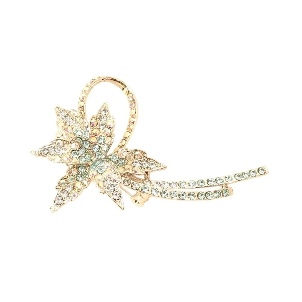 Blue &‎ Aurora Borealis Rhinestone Brilliant Silver Plated Blue Sparkly Brooch